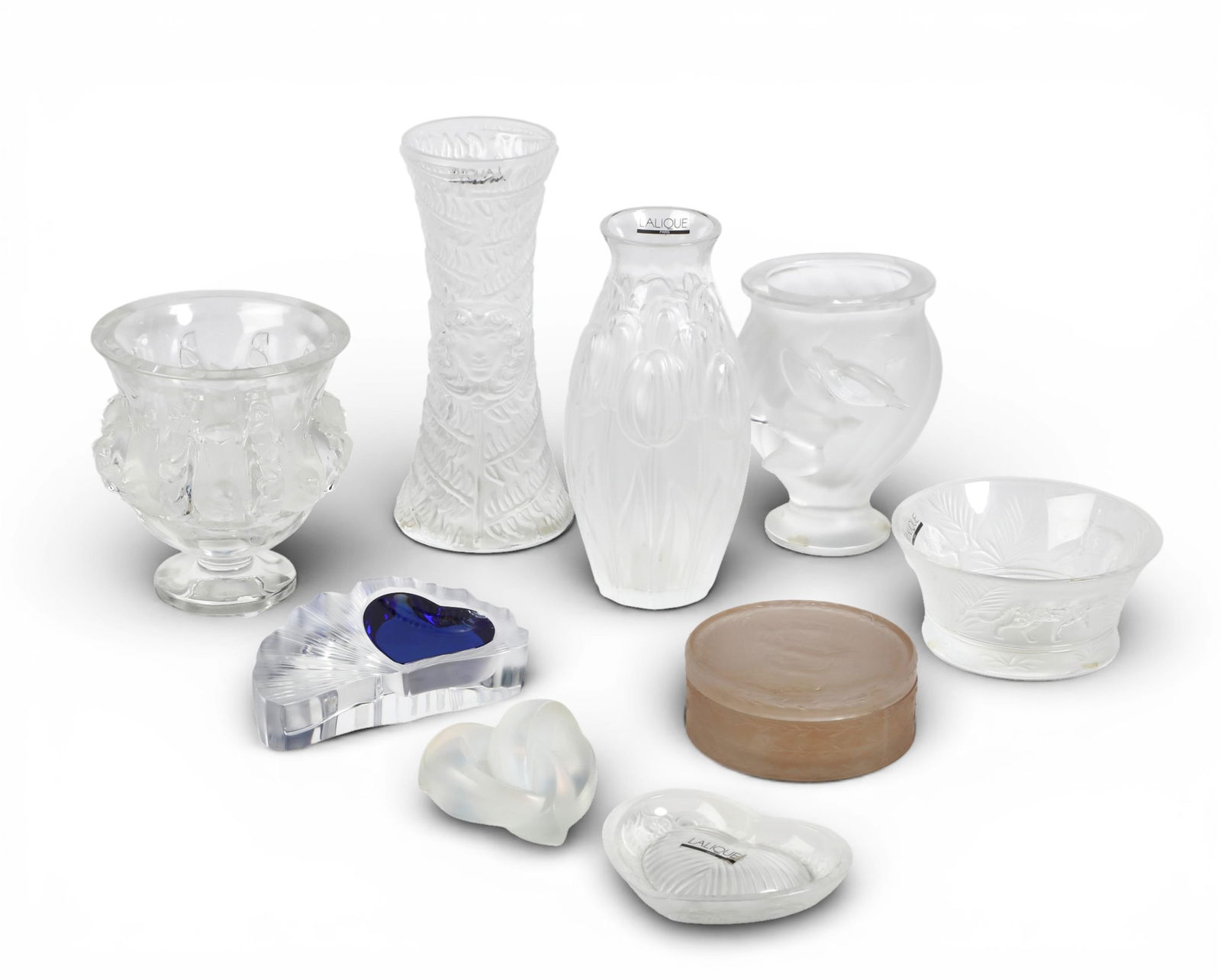 A group of nine Lalique glass table articles (1 of 6)