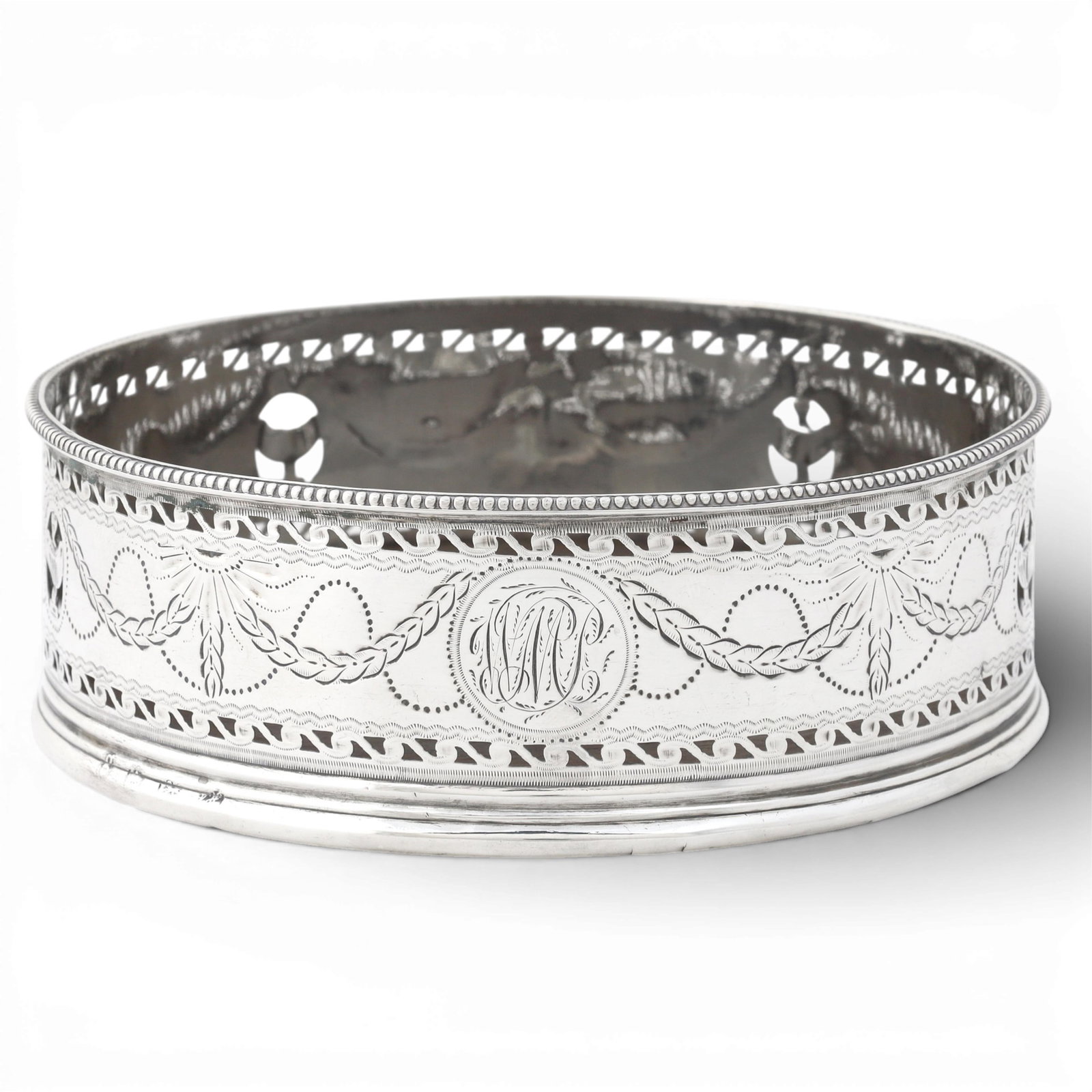 A George III sterling silver wine coaster, possibly Hester Bateman, London, 1782 (1 of 6)