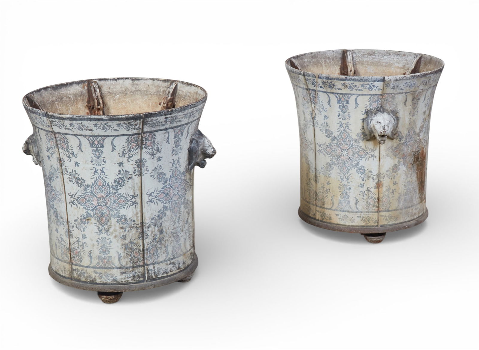 A pair of French painted cast iron jardinieres, circa 1900: A pair of French painted cast iron jardinierescirca 1900height 26 1/2in (67cm); width 28in (71cm); depth 24in (61cm)
