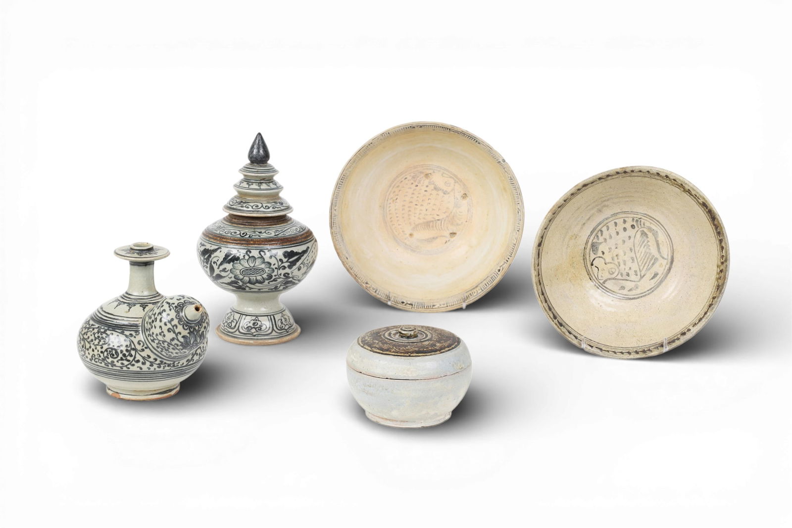 Five Southeast Asian and Thai glazed pottery vessels (1 of 5)