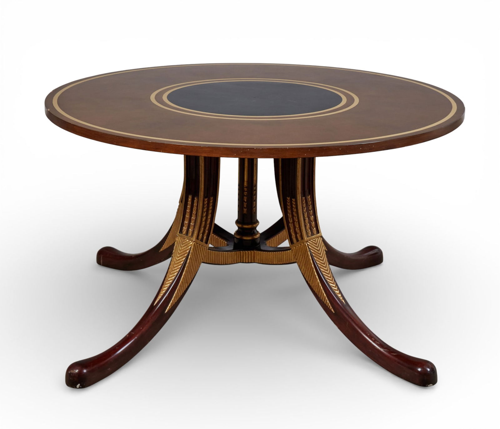 A Regency style parcel gilt and ebonized mahogany center table, modern (1 of 8)
