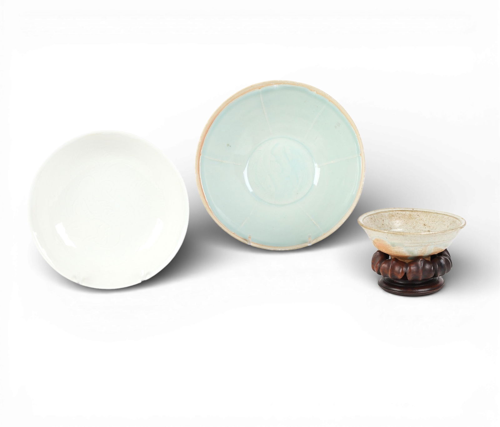 A Chinese qingbai water coup and a white glazed dish (1 of 4)