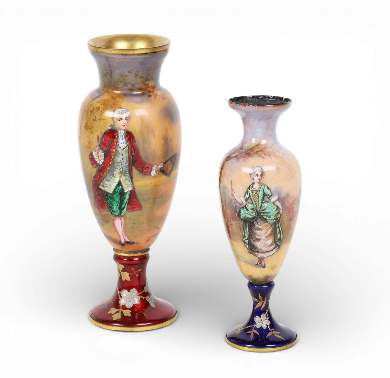 Two small French enameled cabinet vases, late 19th/early 20th century (1 of 5)