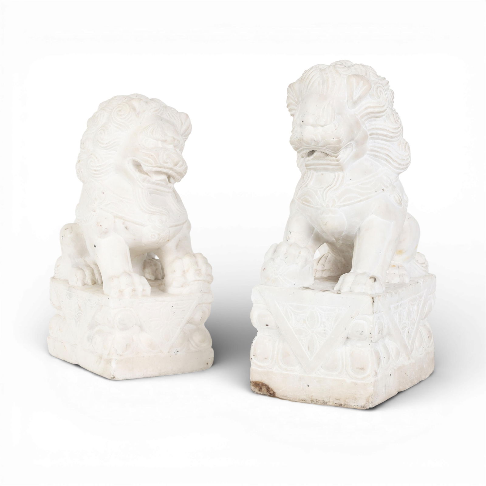 A pair of Chinese white marble temple lions (1 of 6)