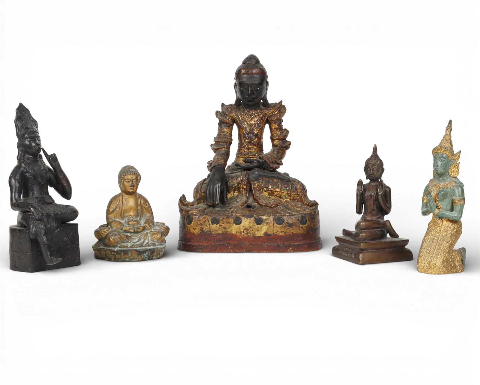 Five Asian metalware votive figures (1 of 5)