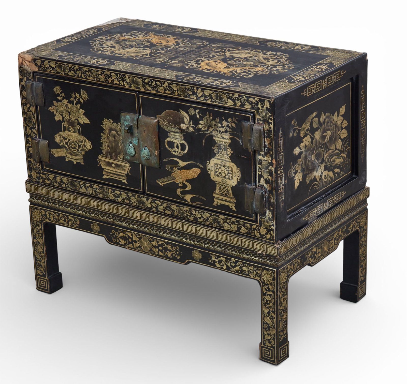 A Chinese lacquer trunk on stand (1 of 9)