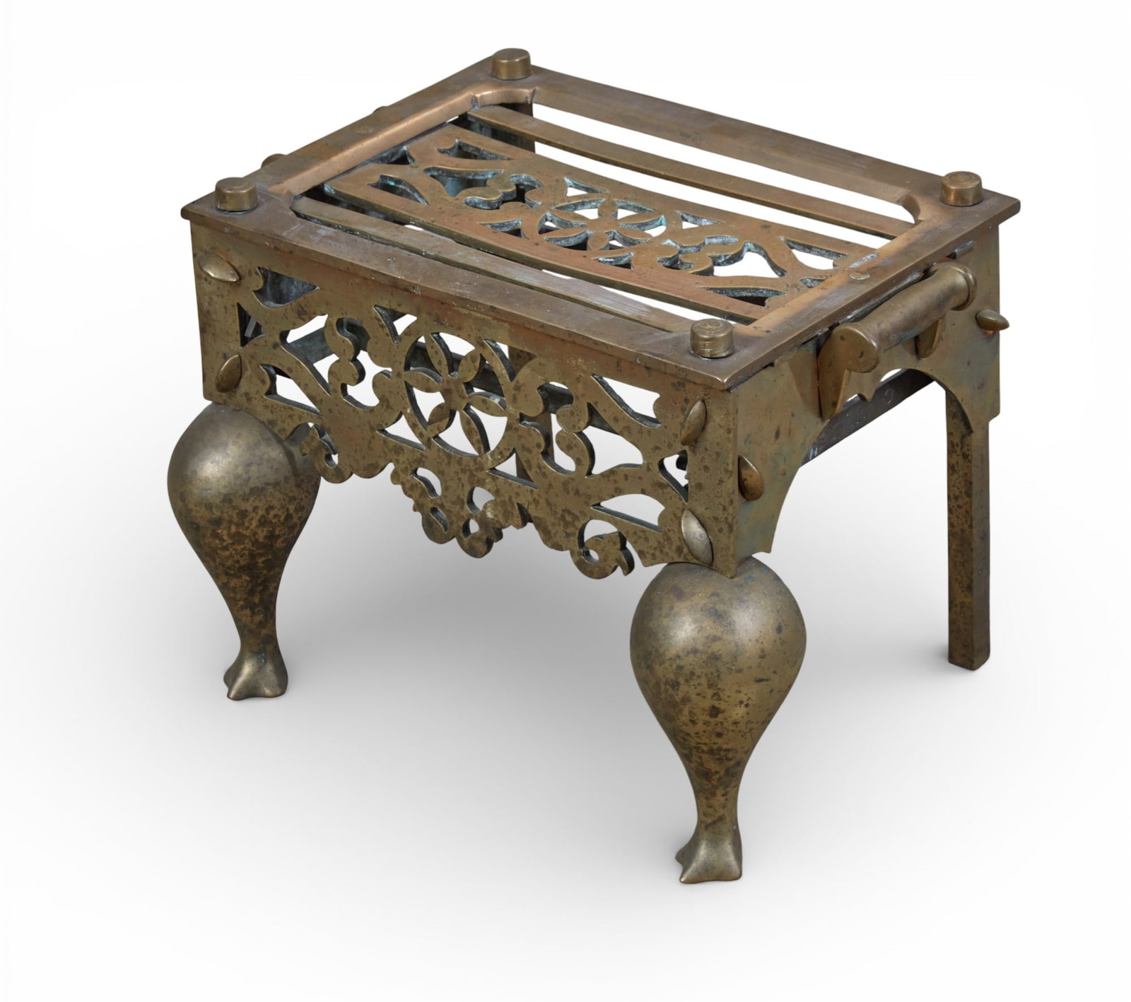 An English brass footman, 19th century: An English brass footman 19th century height 14 1/4in (36cm); width 19in (47.5cm); depth 14in (35cm) Provenance: Property from the Collection of Donald Putterman and Marla Sturges, San Francisco,