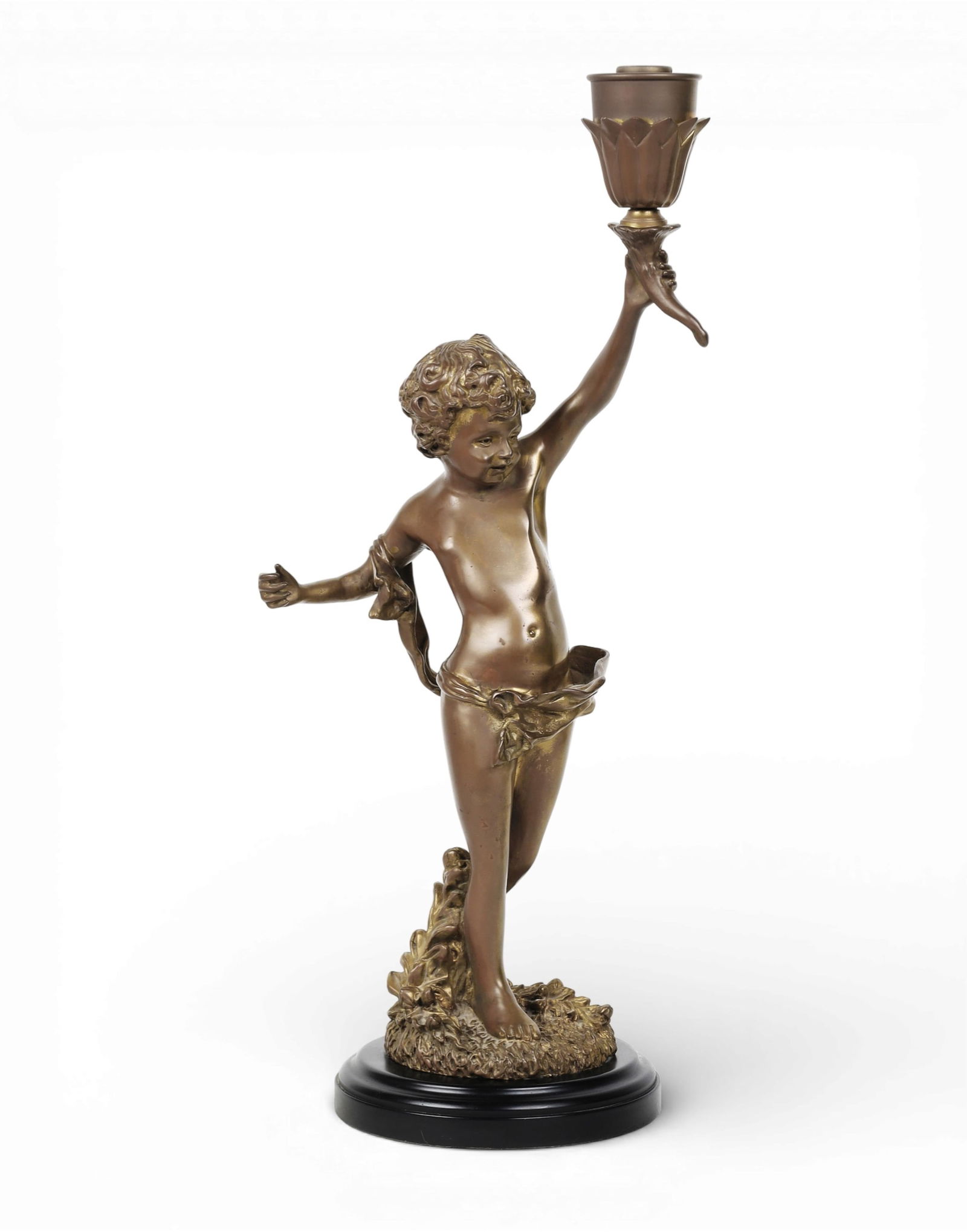 A bronze figural candlestick, Post 1950 - 2