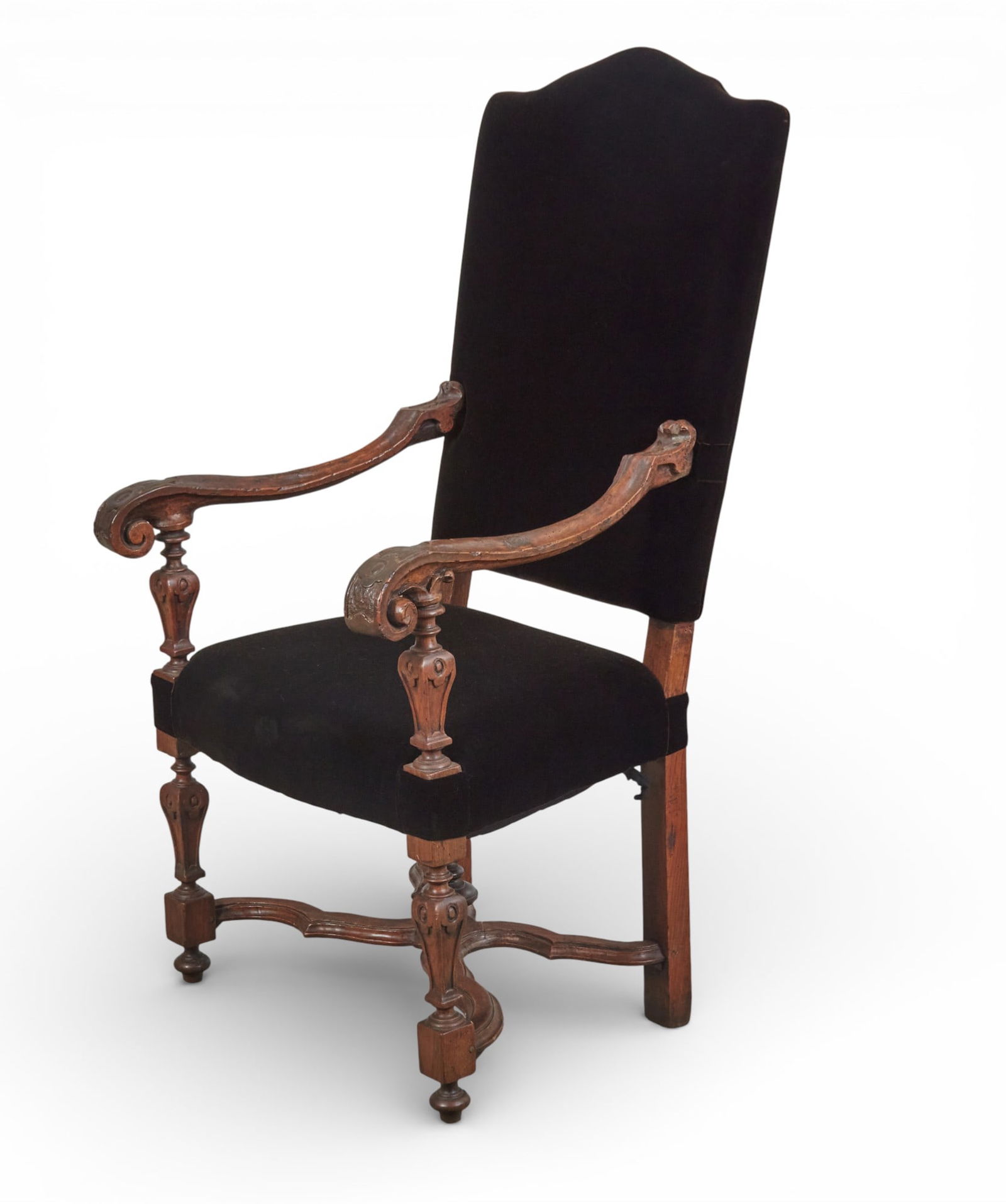 A Continental Baroque walnut and oak armchair, late 17th century with alterations (1 of 7)
