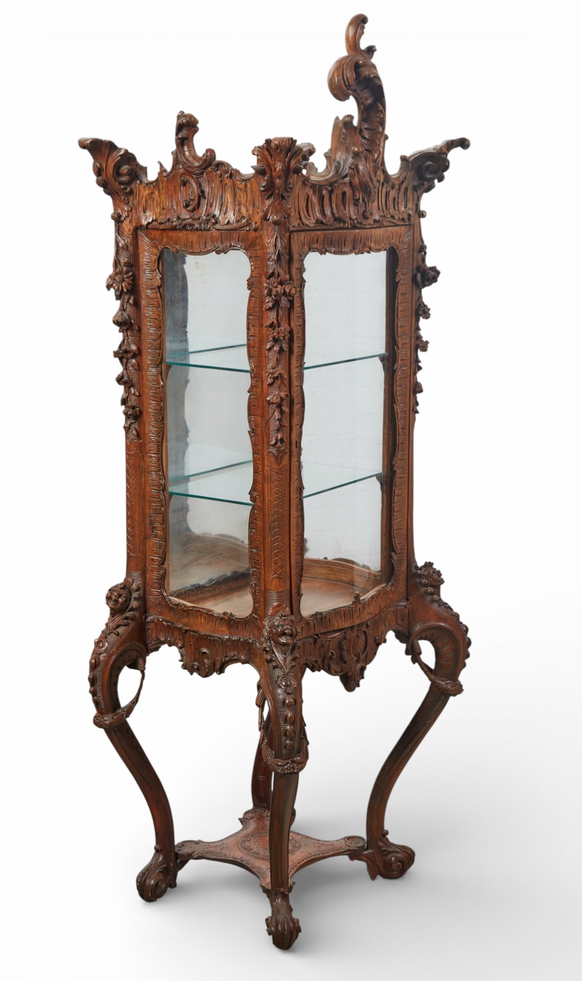A Venetian Rococo style walnut vitrine cabinet, early 20th century (1 of 11)