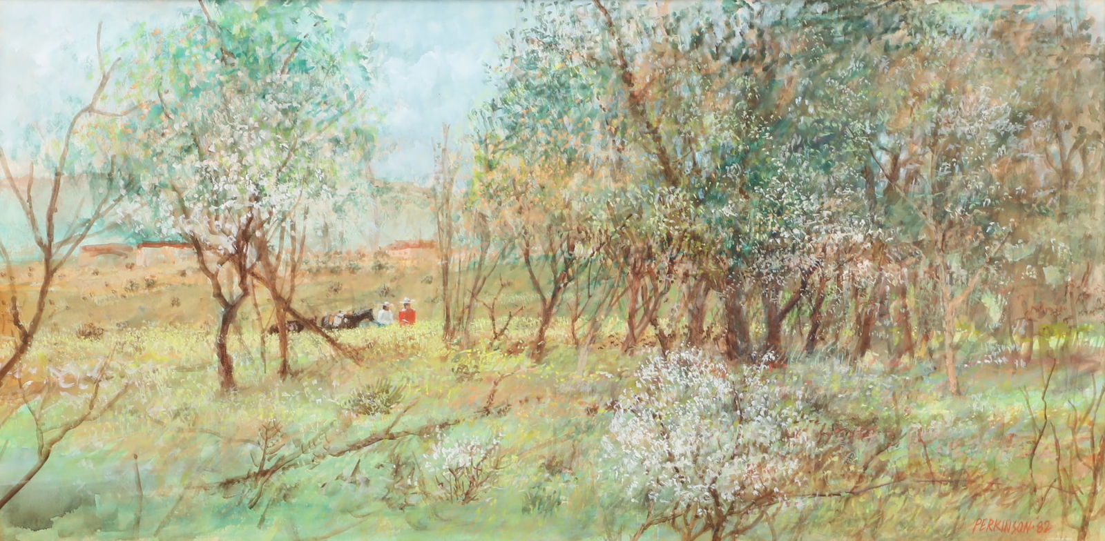 Tom Perkinson (American, 1940-2017), A Spring Day, 1982, watercolor, 12 x 24in (30.5 x 61cm) (1 of 4)