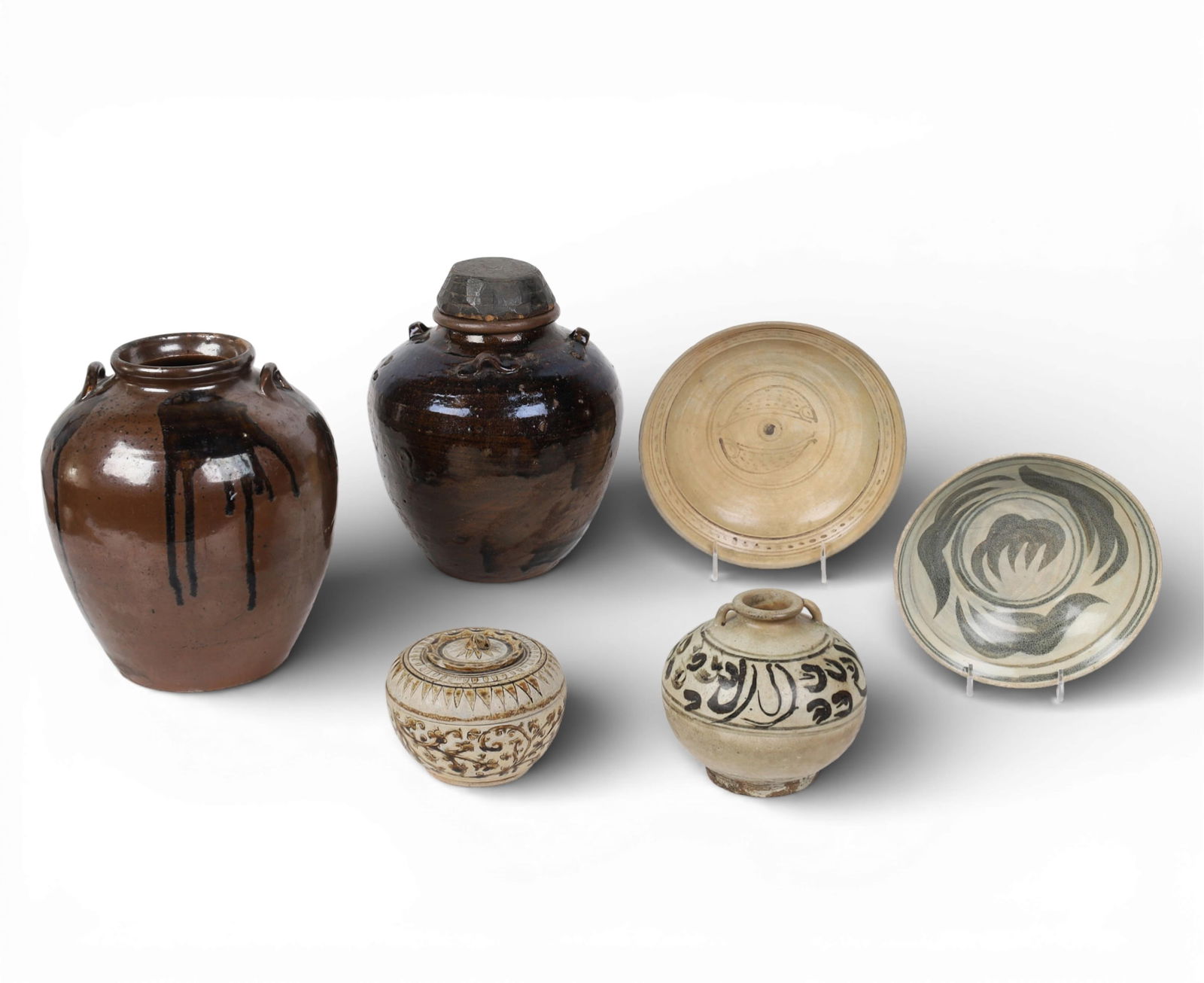 A six piece group of Southeast Asian glazed pottery vessels (1 of 8)