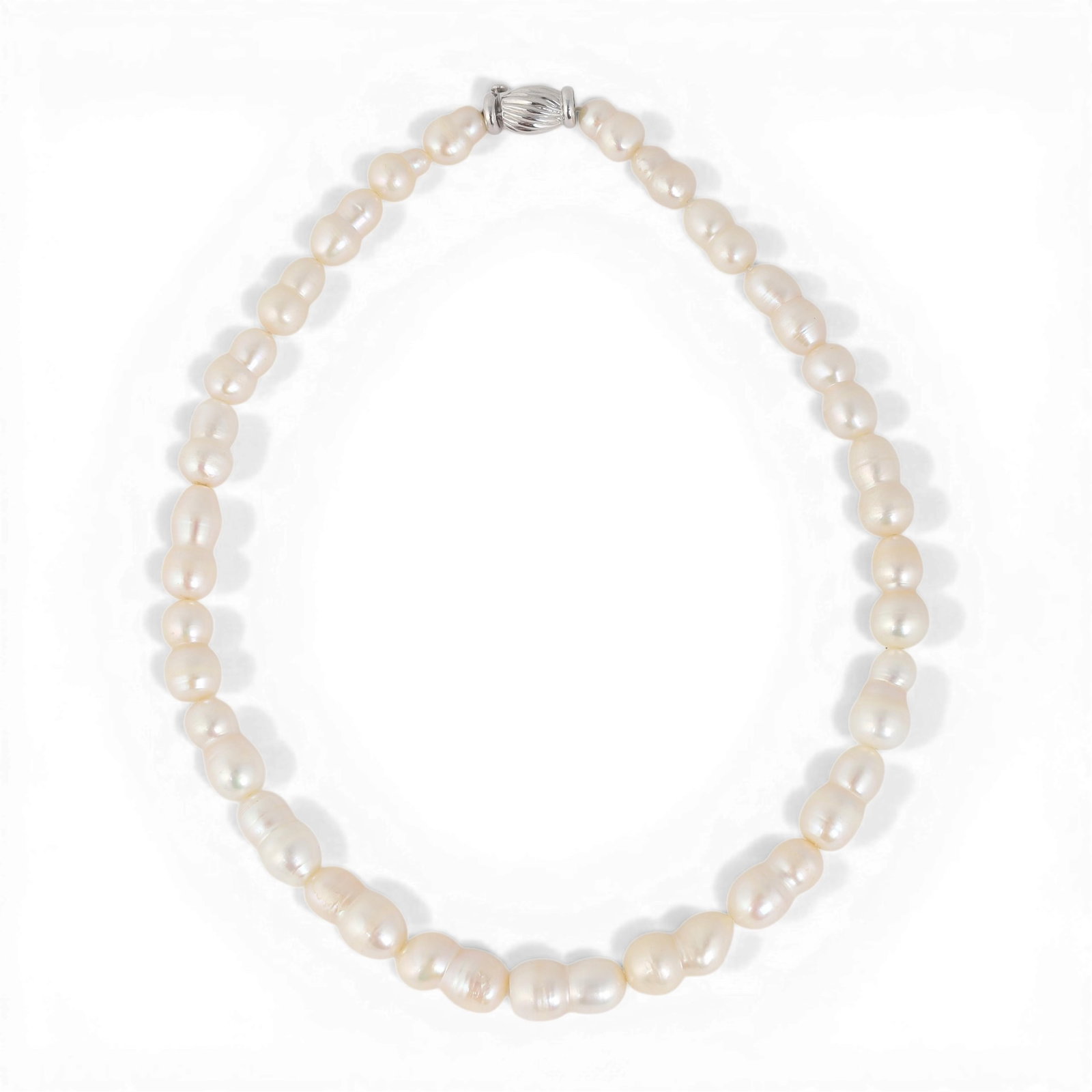 A 14kt white gold and baroque pearl necklace (1 of 4)