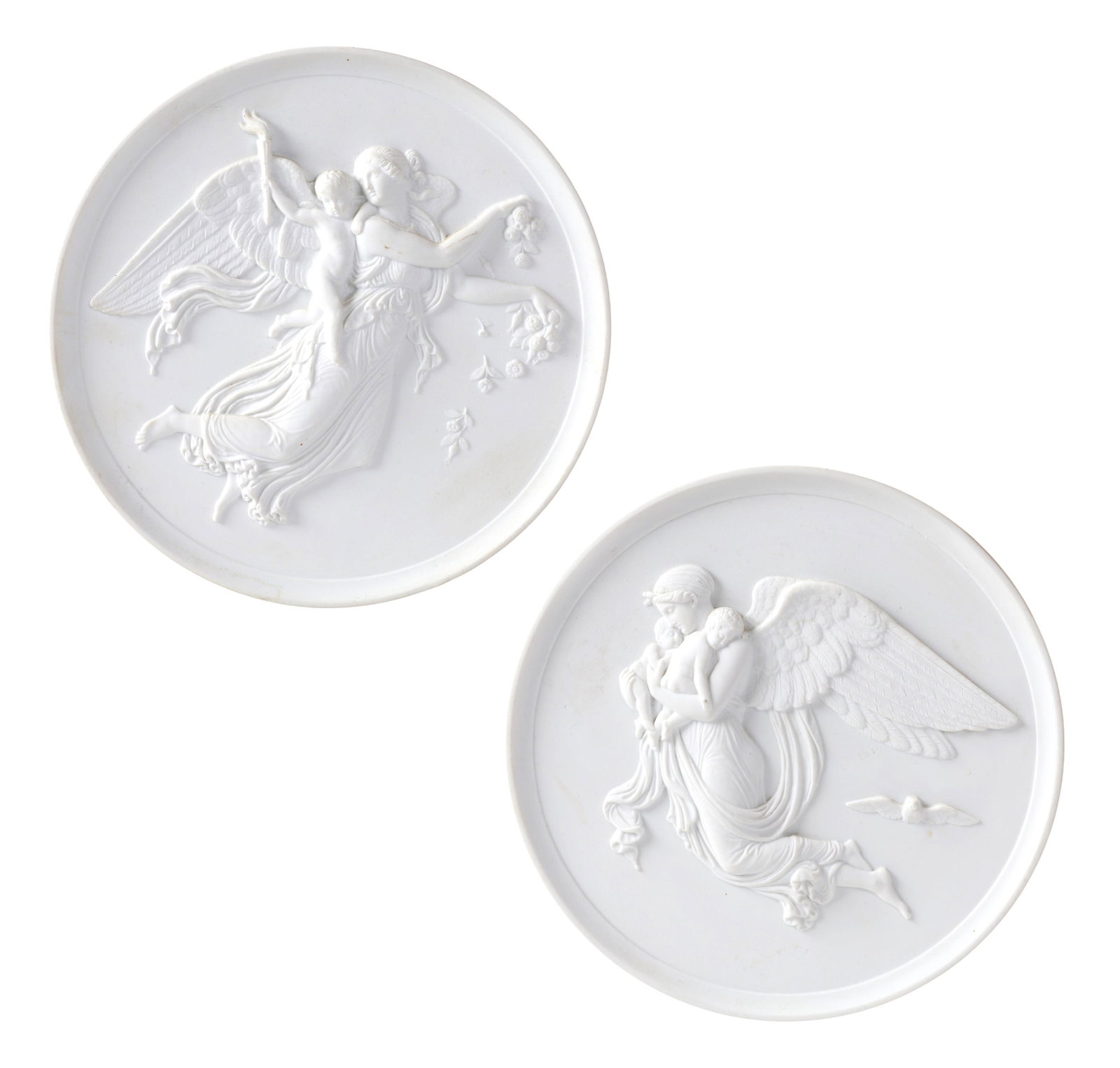 A pair of bisque porcelain relief plaques: Day and Night, after the models by Bertel Thorvaldsen (1 of 5)