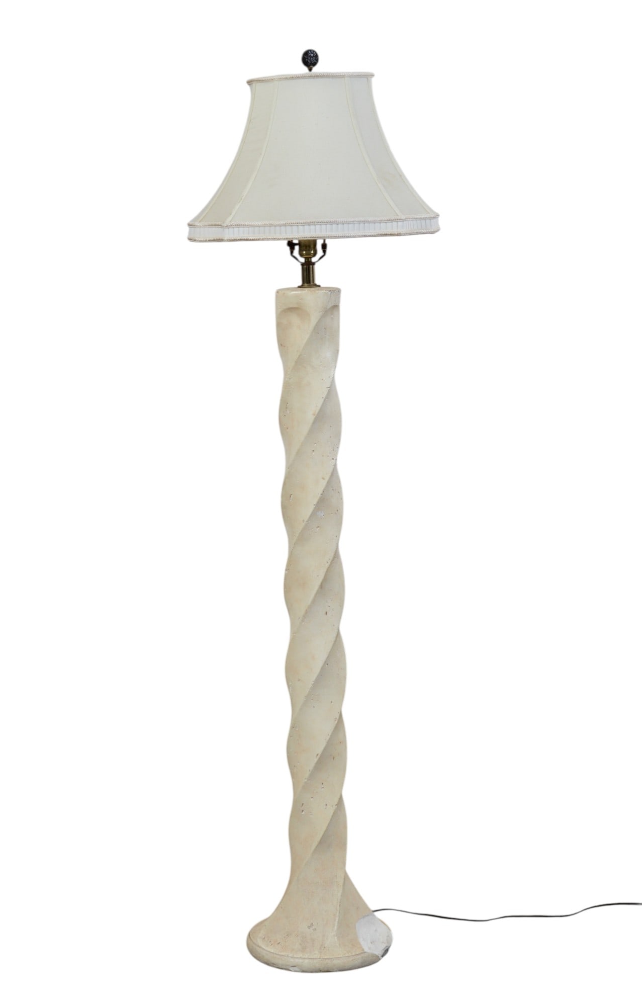 A spiral twist composition floor lamp: A spiral twist composition floor lamp Notable loss to base. overall height 65in in (165cm); diameter 10 (25.5cm)