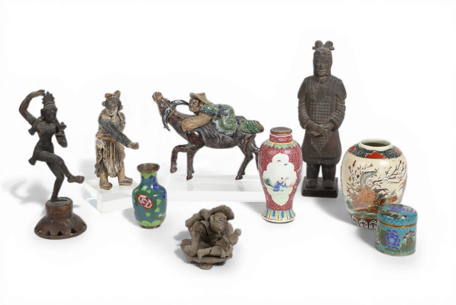 A group of nine Asian mixed media works of art (1 of 4)