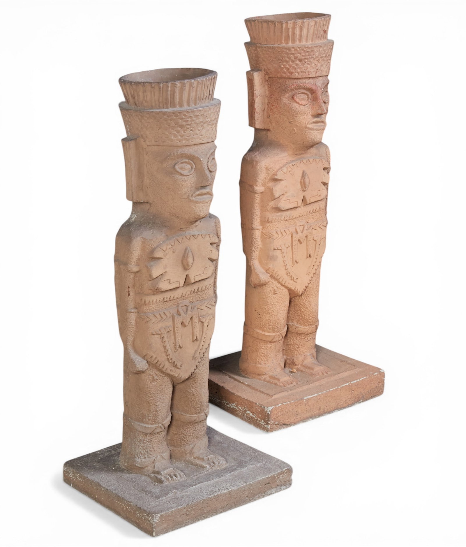 A pair of Mesoamerican style terracotta totem figures (1 of 7)