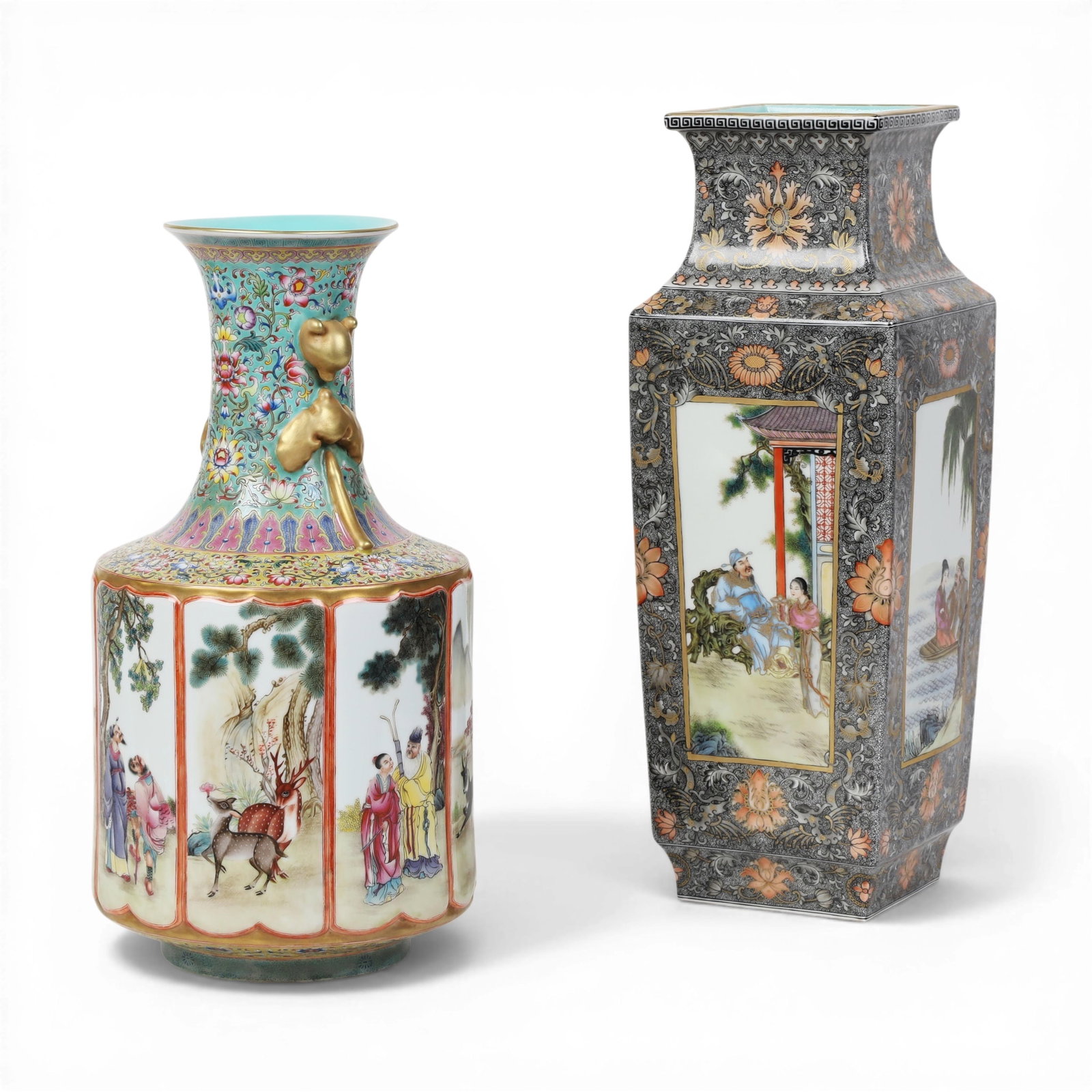A group of two Chinese hand painted vases (1 of 8)