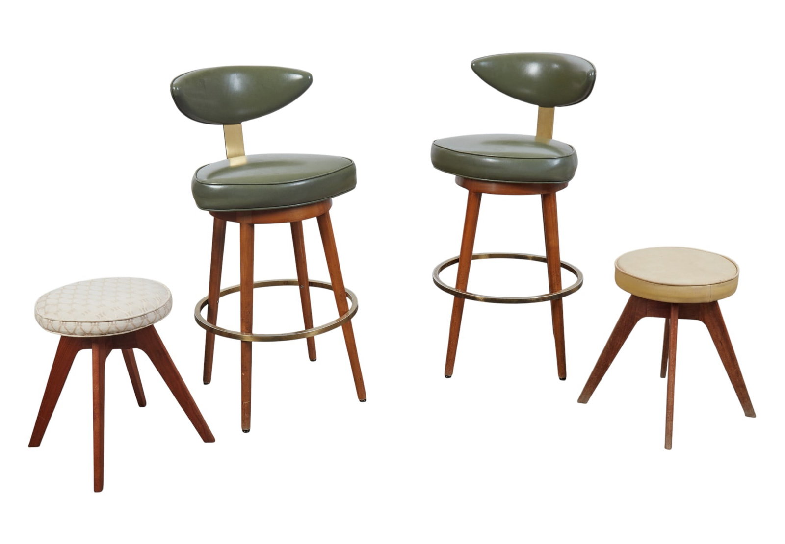 A pair of Monteverde swivel bar stools and two low swivel stools, mid 20th century (1 of 11)