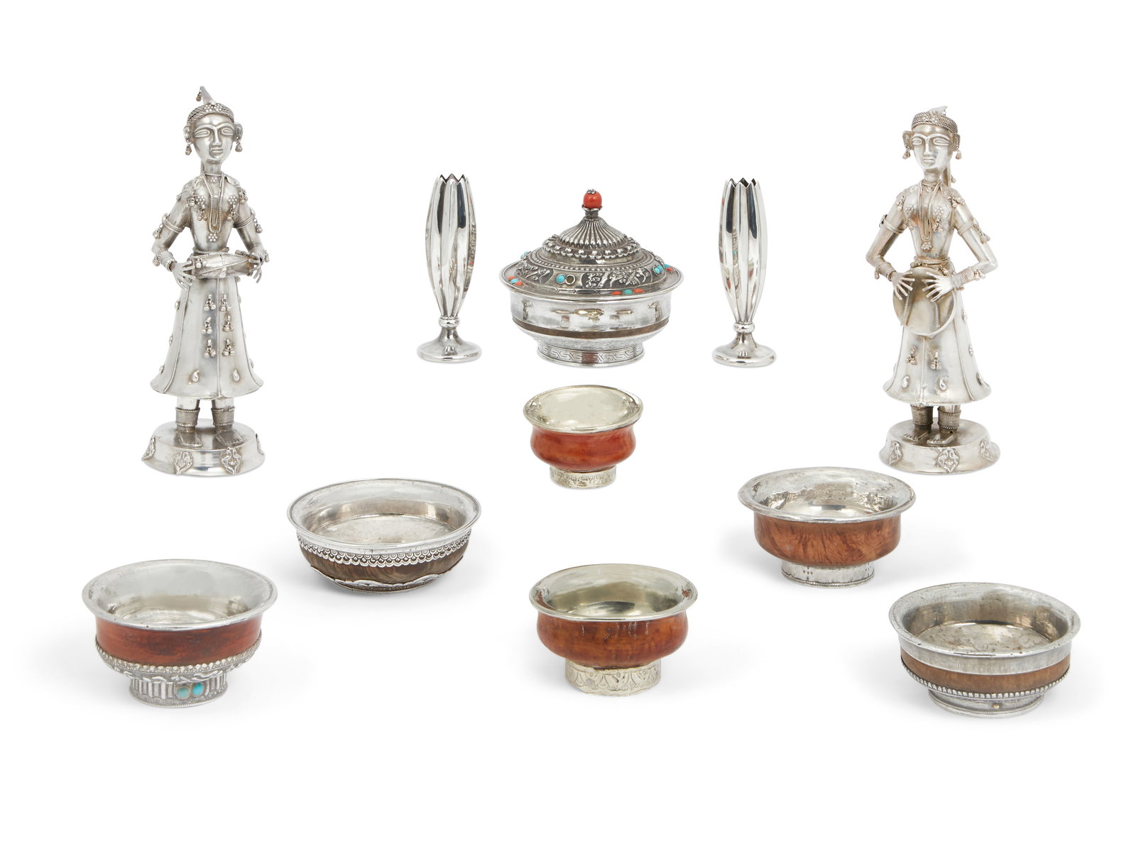 An assembled eleven piece group of Asian metalware (1 of 5)