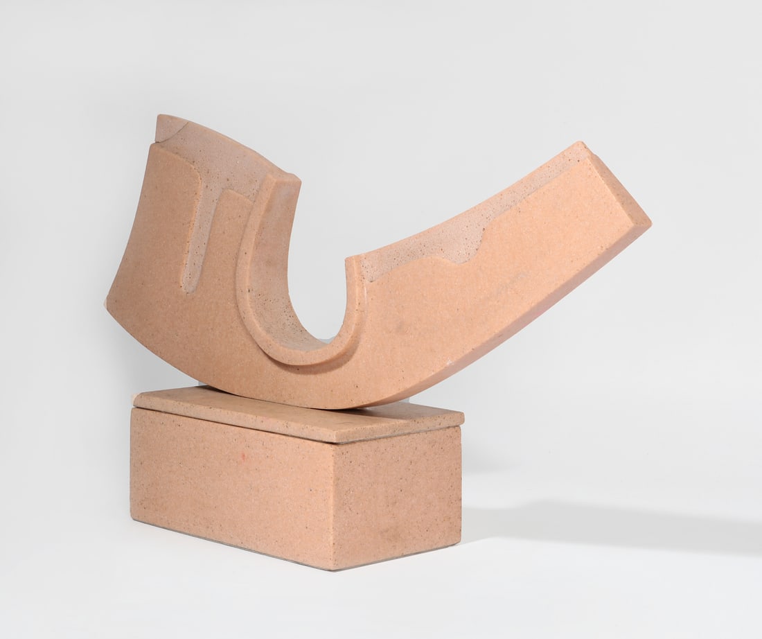 Attributed to Masatoyo Kishi (Kuki) (Japanese/American, 1924-2017), Untitled (Box), cast stone,: Attributed to Masatoyo Kishi (Kuki) (Japanese/American 1924-2017) Untitled (Box) cast stone height 16 1/4in (41cm); width 28 1/2in (72cm); depth 7in (18cm)