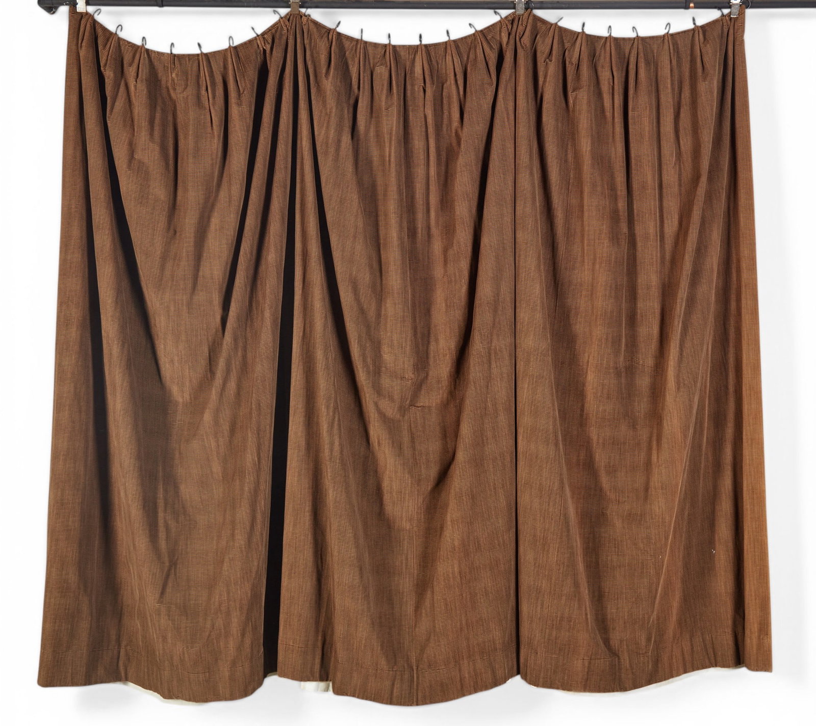 A curtain panel with hardware: A curtain panel with hardware height 99 1/2 x width 104 in. (252.7 x 264.2 cm.)