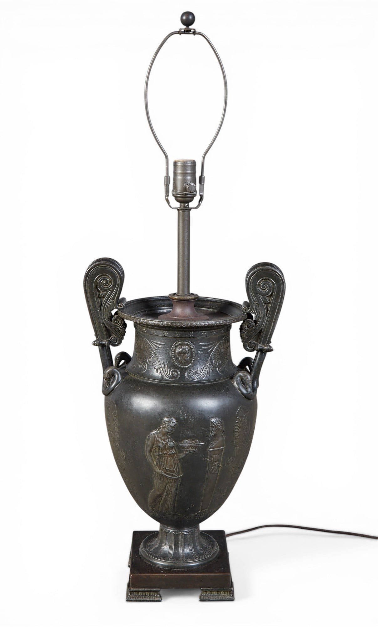 A neoclassical metal urn converted into a lamp (1 of 4)