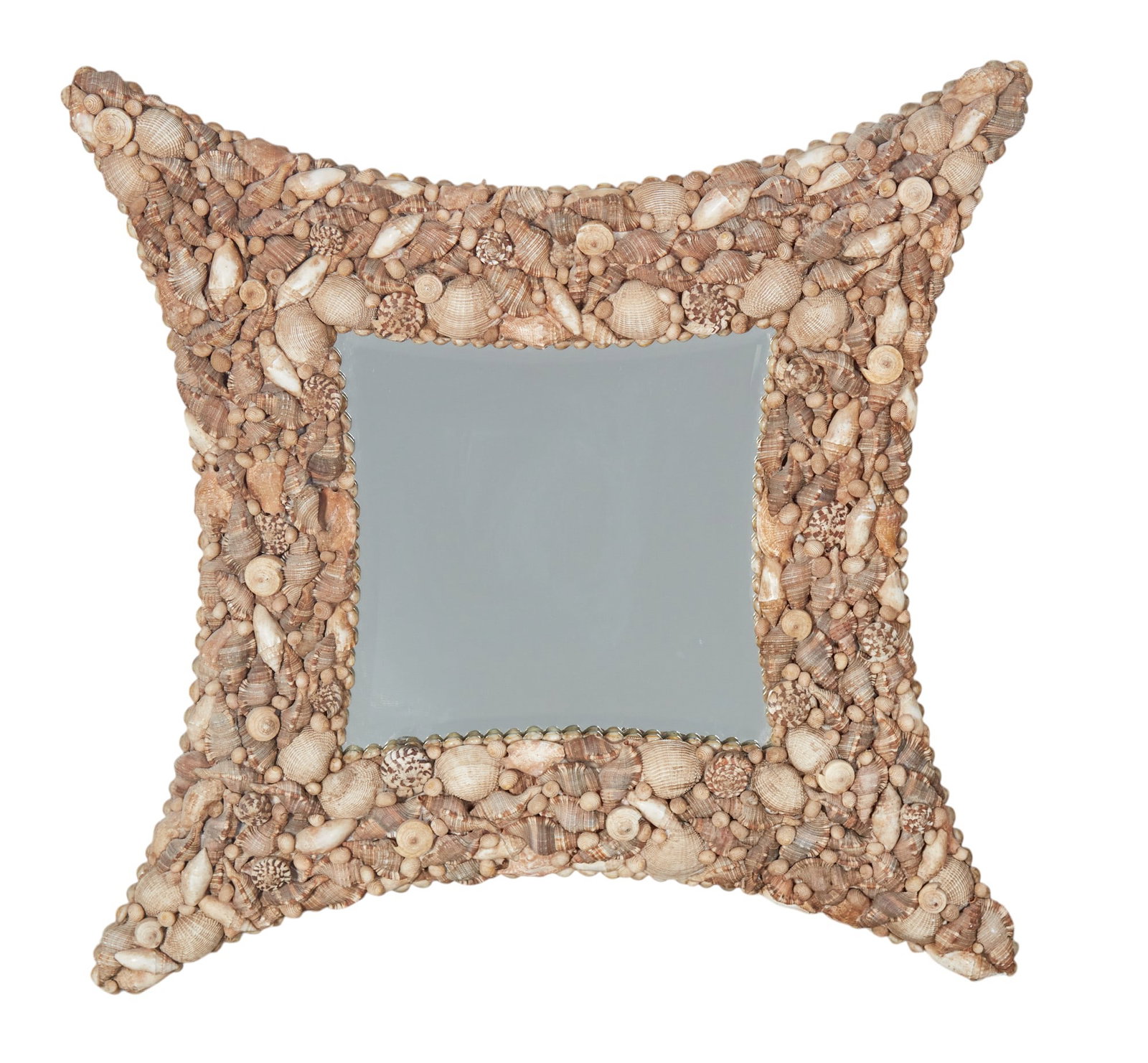 A shell incrusted mirror: A shell incrusted mirror 27 x 27 in. (68.6 x 68.6 cm.)