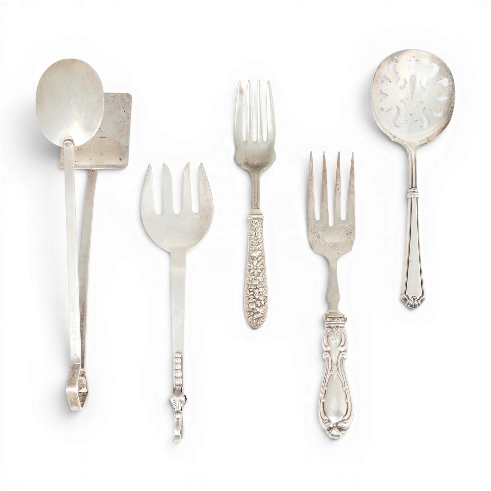 A group of five assorted sterling silver serving pieces (1 of 7)