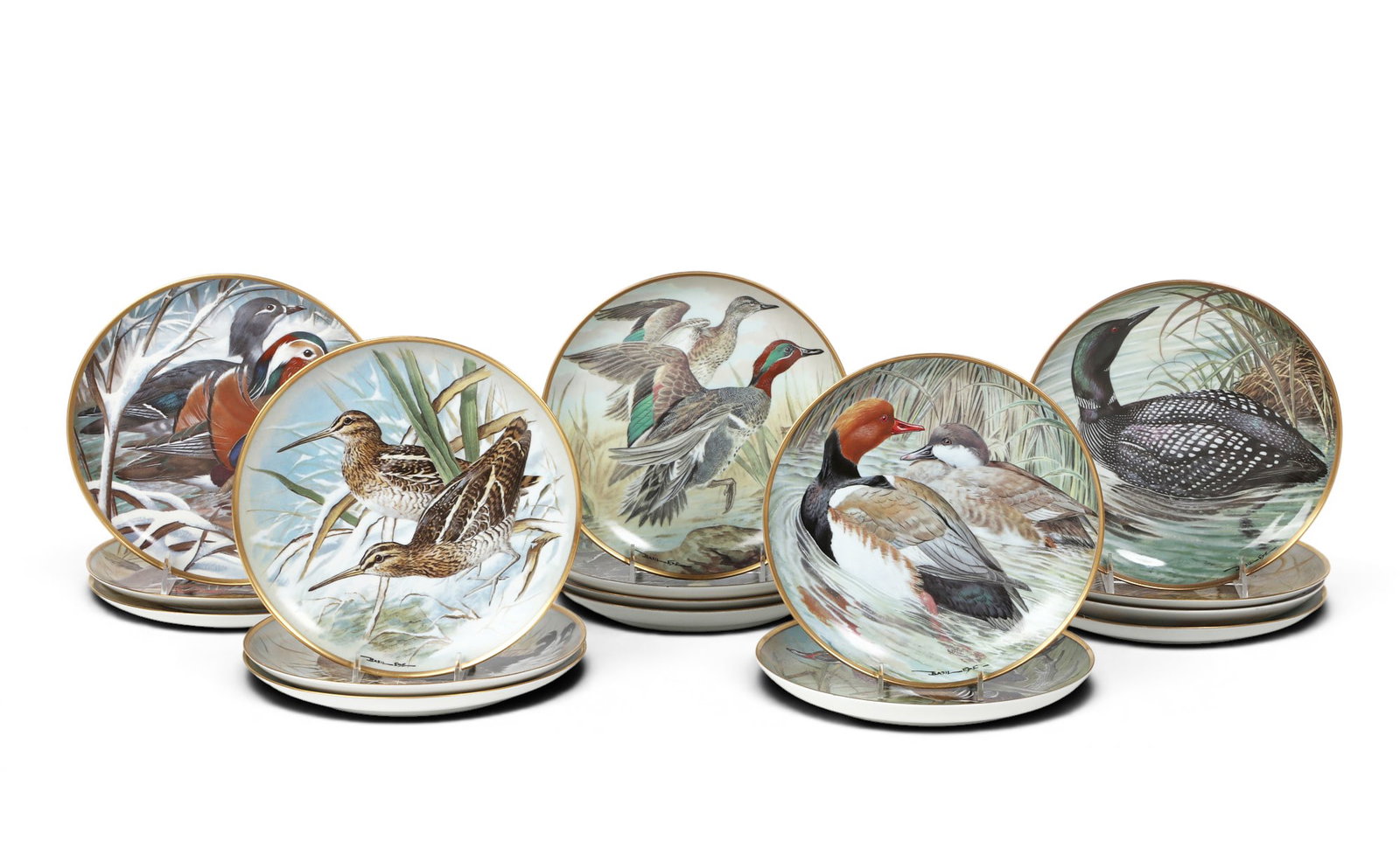 A set of sixteen Franklin porcelain cabinet plates from the Water Birds of the World and Game Birds: A set of sixteen Franklin porcelain cabinet plates from the Water Birds of the World and Game Birds of the World series' by Basil Edediameter diameter 9 in. (22.9 cm.)