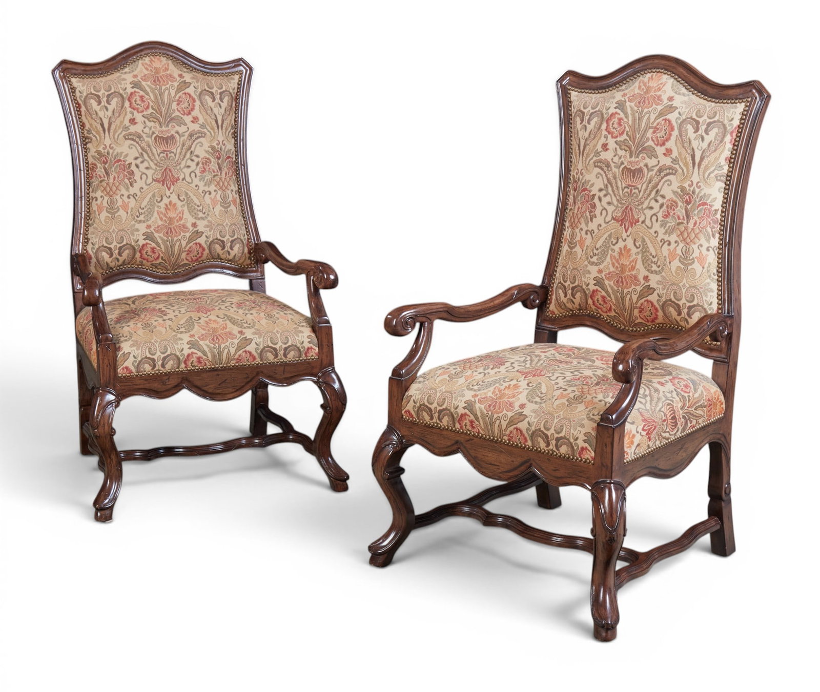 A pair of armchairs: A pair of armchairs height 50 x width 28 x depth 26 in. (127 x 71.1 x 66 cm.)