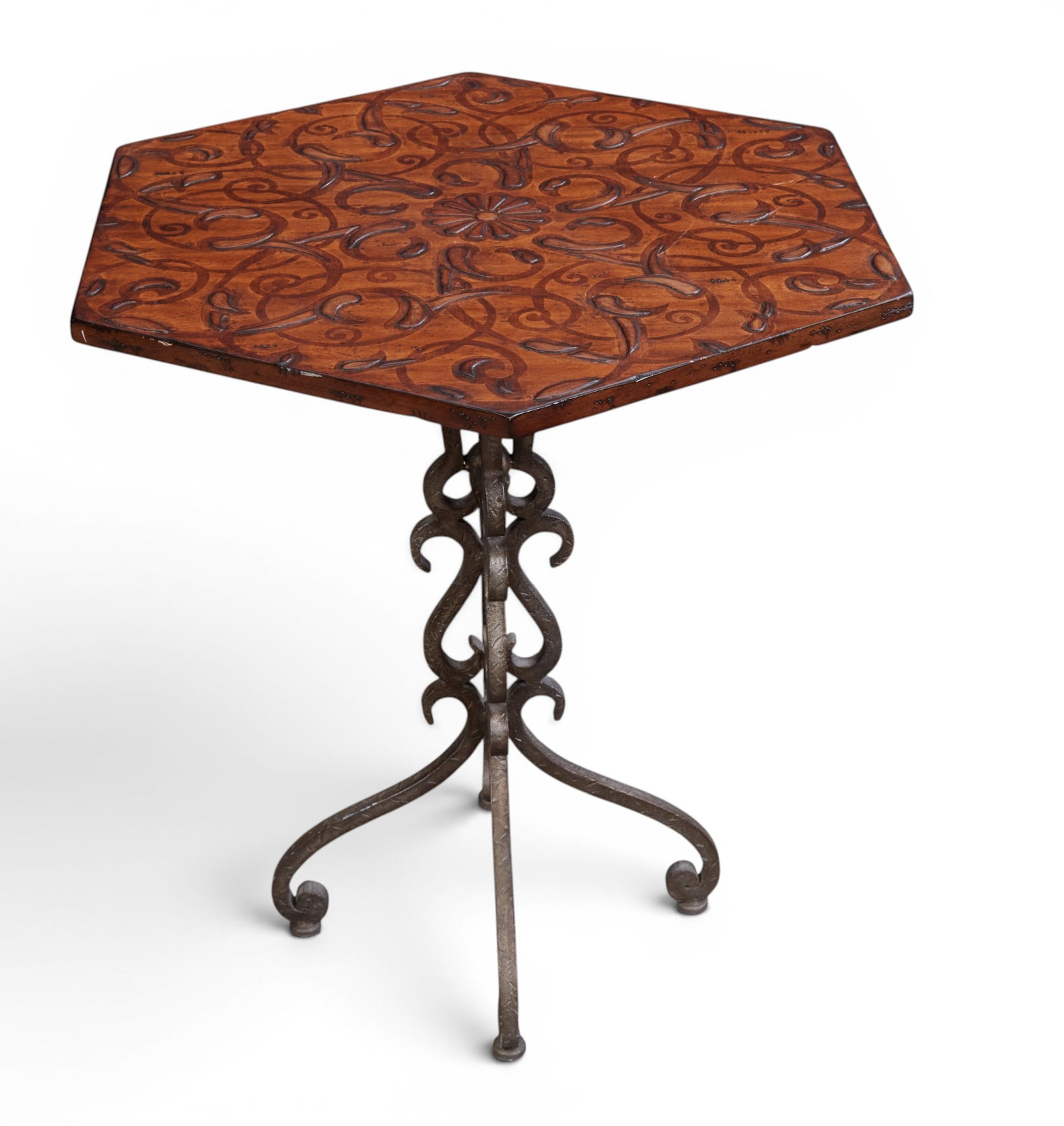 A rustic table with iron base - 2