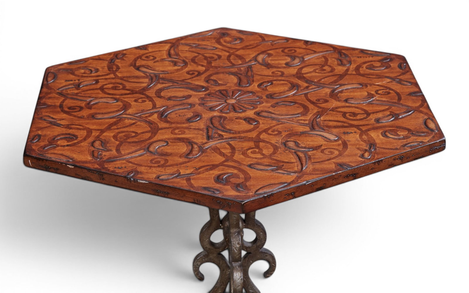 A rustic table with iron base - 3