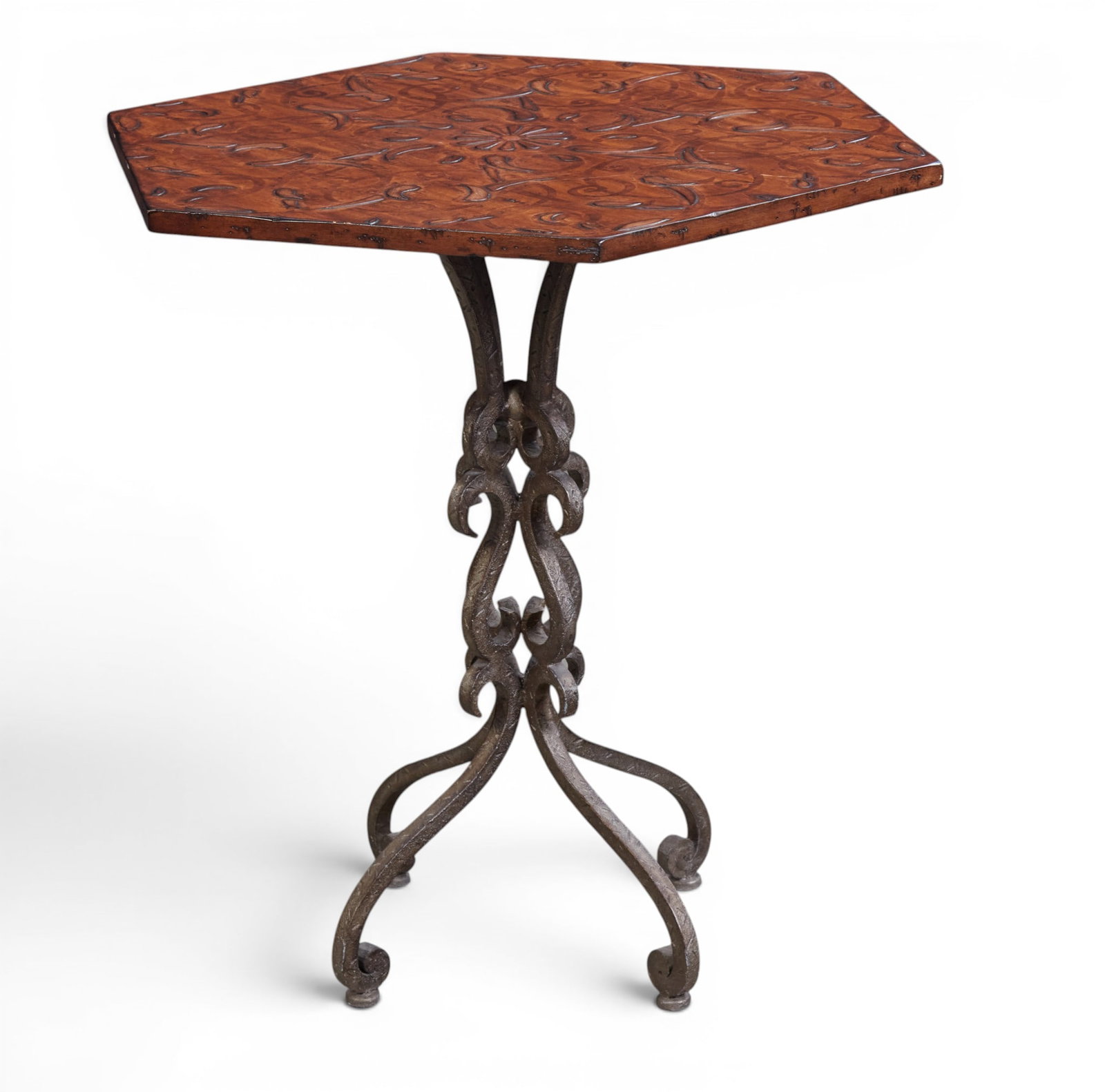 A rustic table with iron base - 5