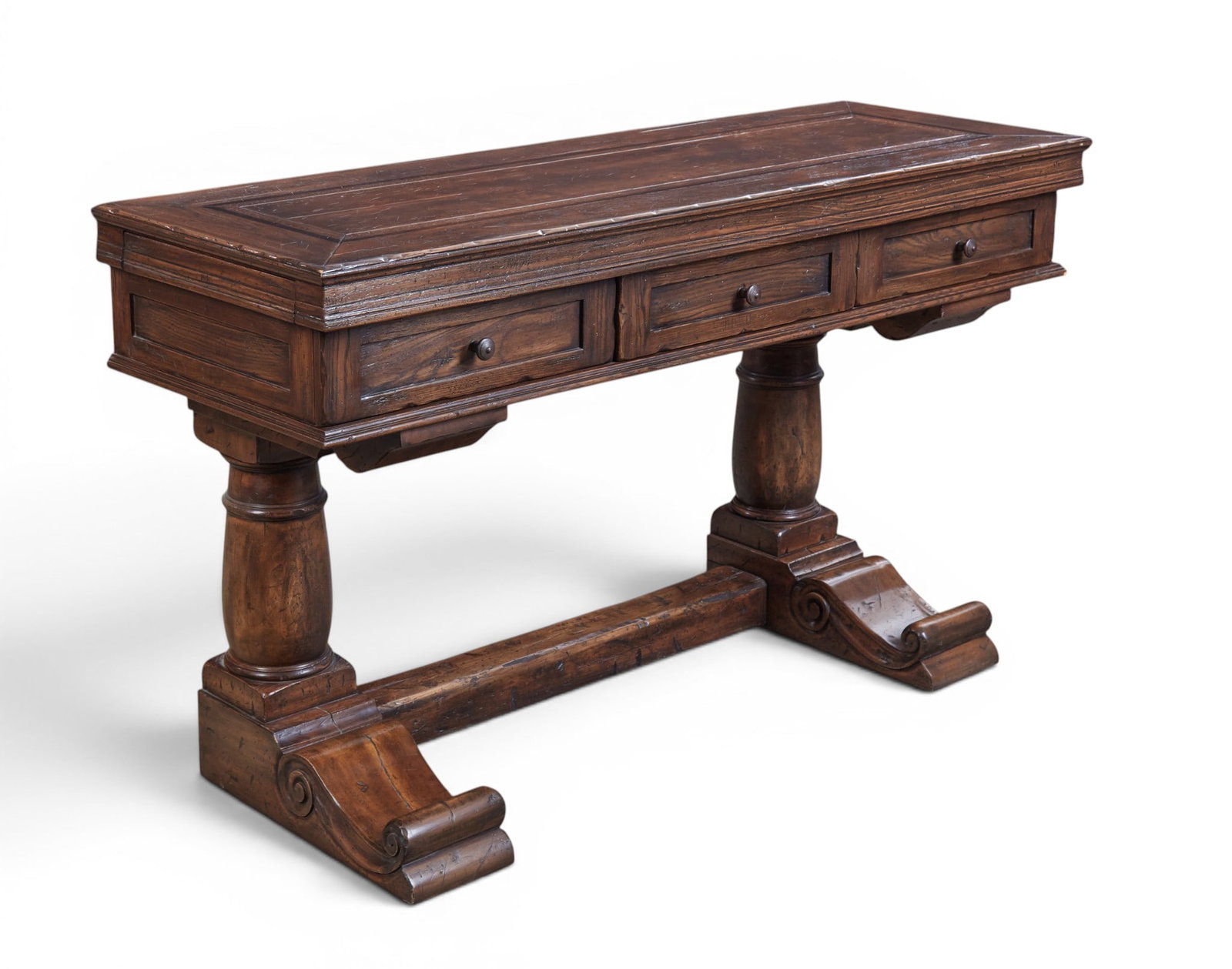 A sideboard on a trestle base with pullout sides. - 11