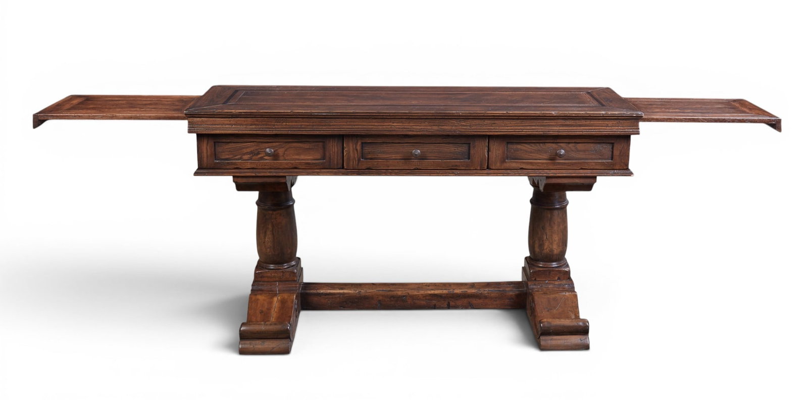 A sideboard on a trestle base with pullout sides. - 9