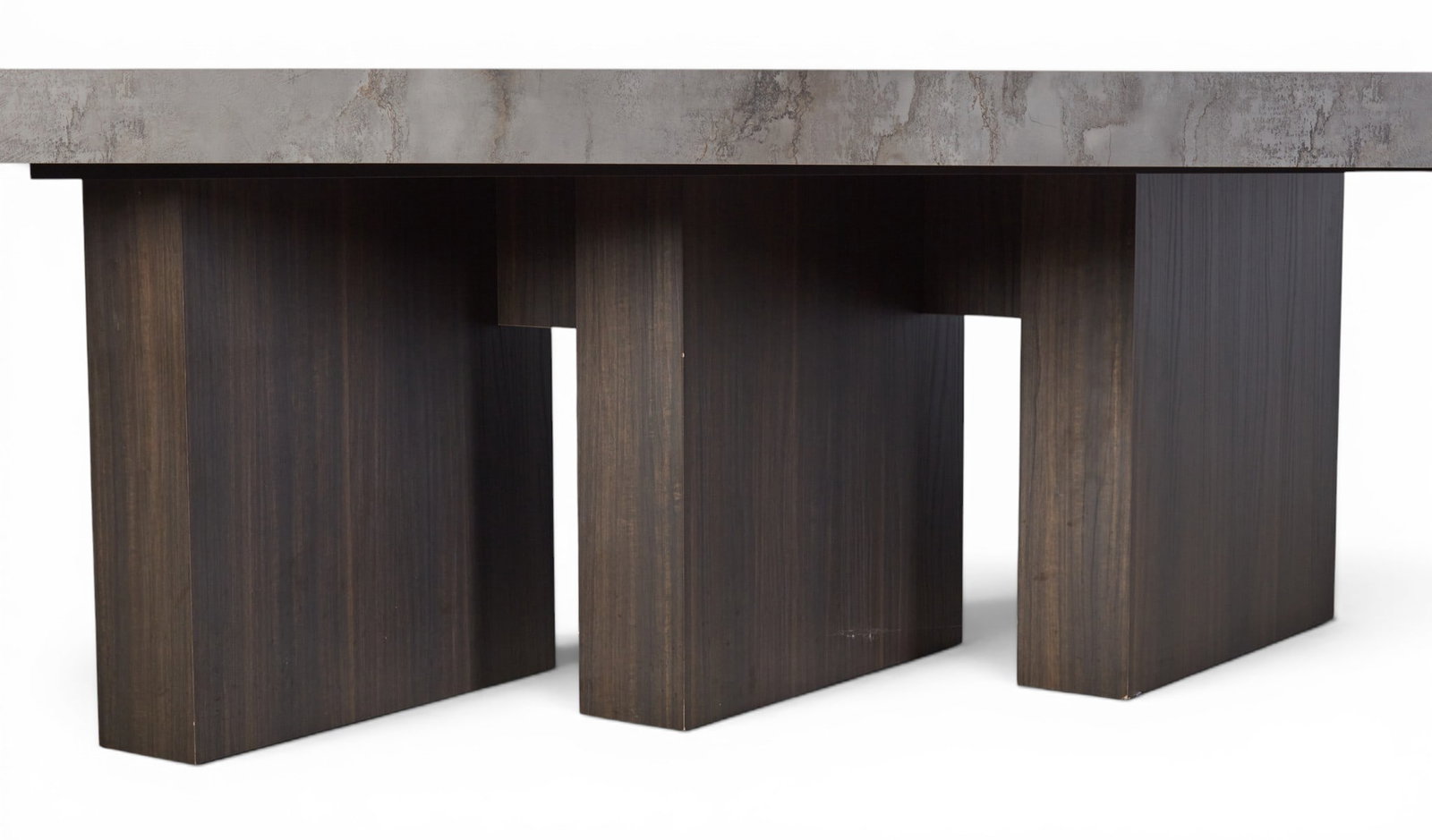 An ebonized dining room table with three column base - 10