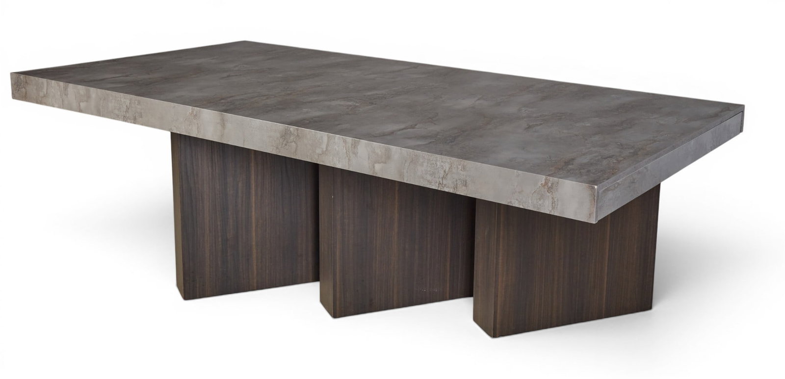 An ebonized dining room table with three column base (1 of 10)