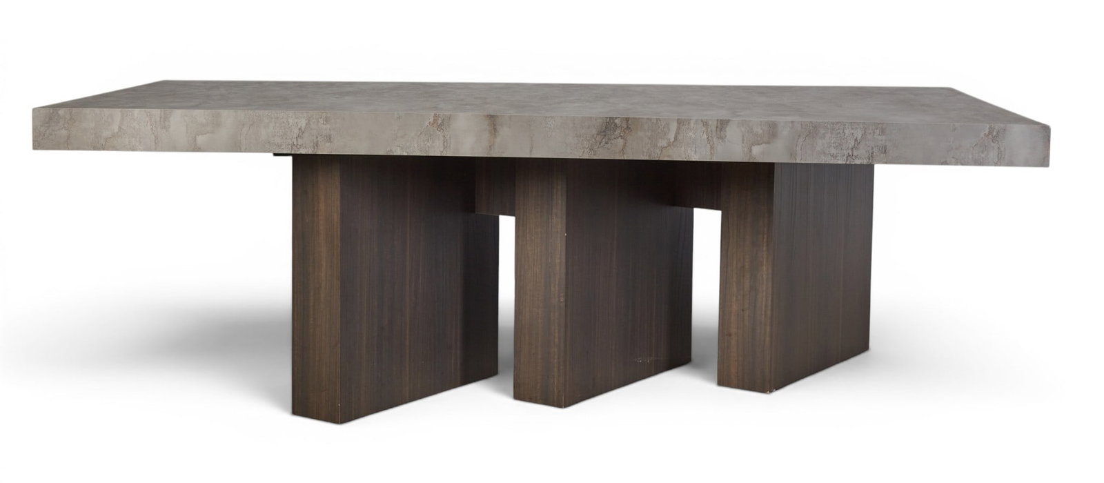 An ebonized dining room table with three column base - 3