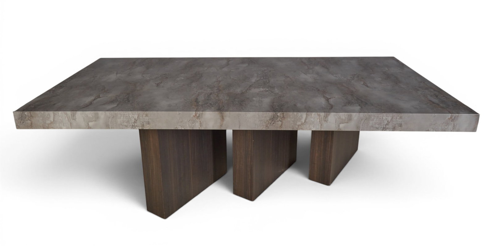 An ebonized dining room table with three column base - 4