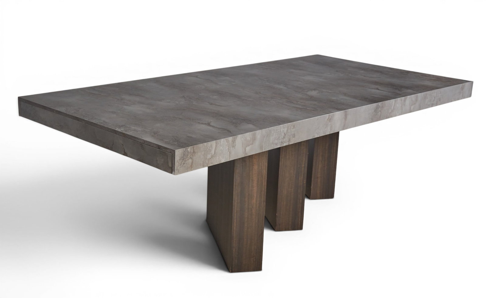 An ebonized dining room table with three column base - 5