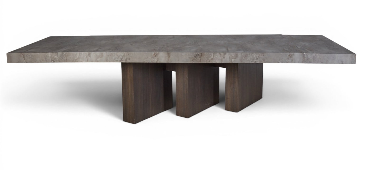 An ebonized dining room table with three column base - 8