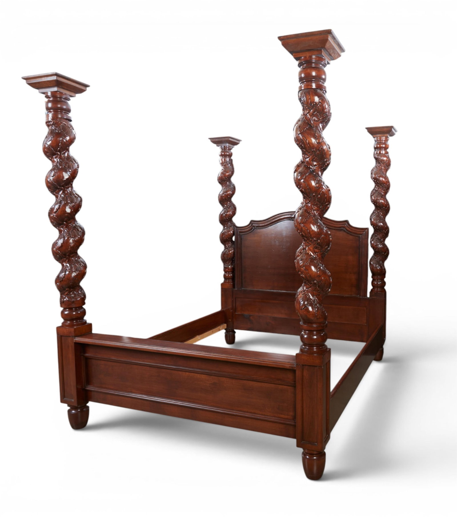 A mahogany king size four poster bed: A mahogany king size four poster bed 99 x 78 1/2 in. (251.5 x 199.4 cm.)