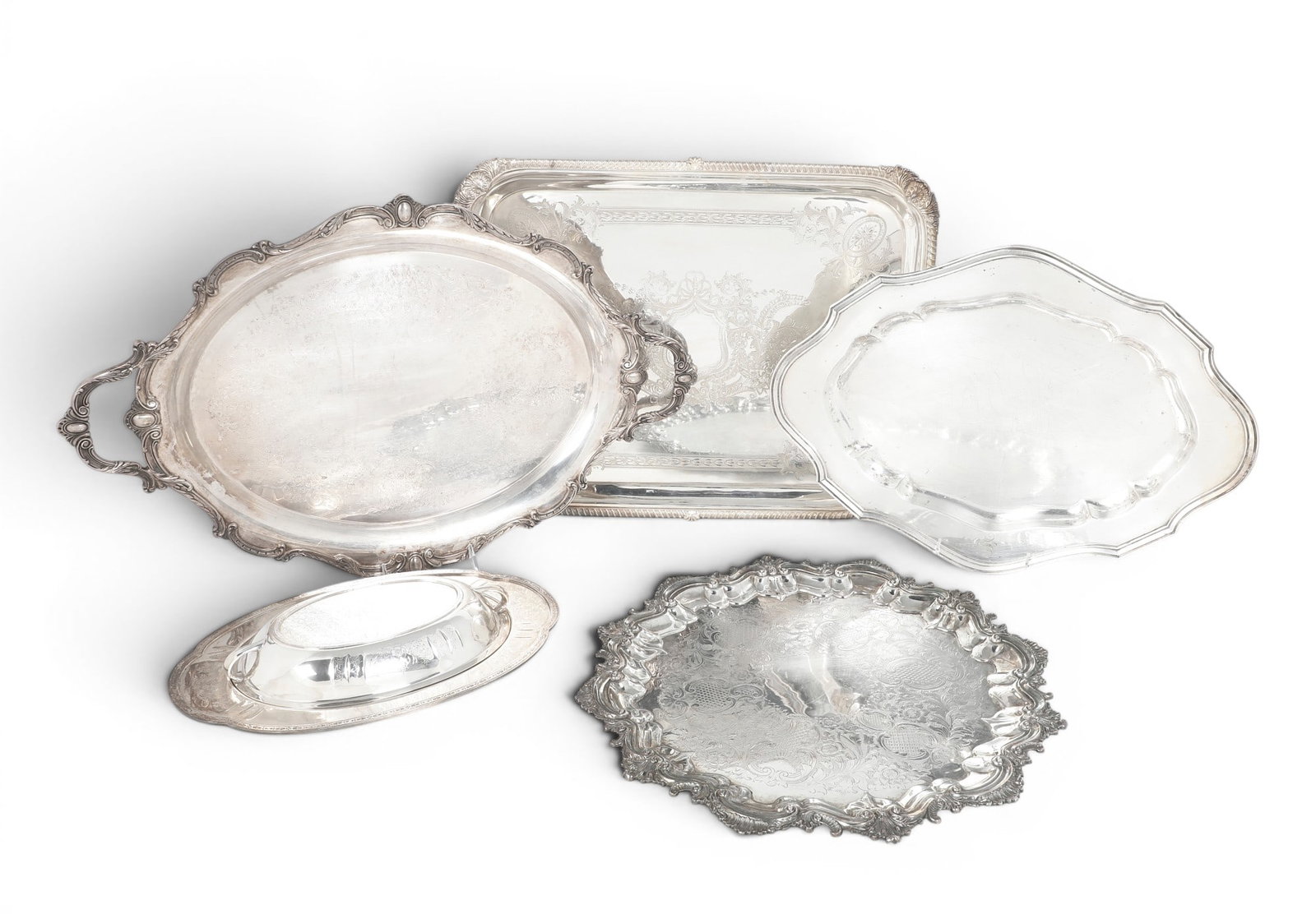 A group of silver plated holloware items (5) (1 of 9)