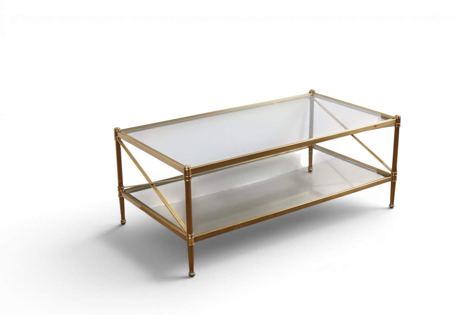 A Modern brass and glass two tier coffee table (1 of 7)