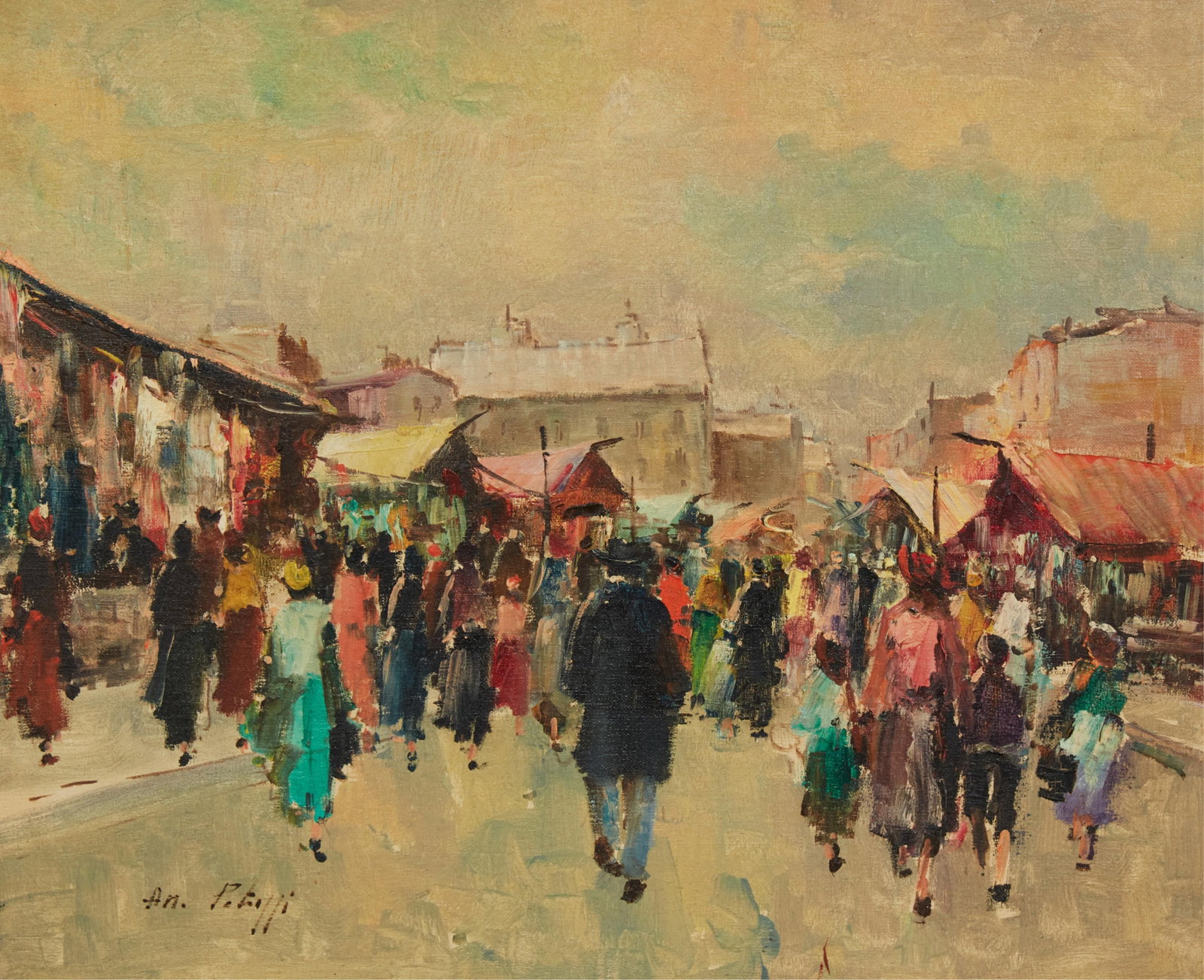 A.N. Petrilli (Italy, 20th century), Roman market scene, oil on board, 21 x 26in (53 x 56cm): A.N. Petrilli Italy 20th century Roman market scene oil on board 21 x 26in (53 x 56cm)