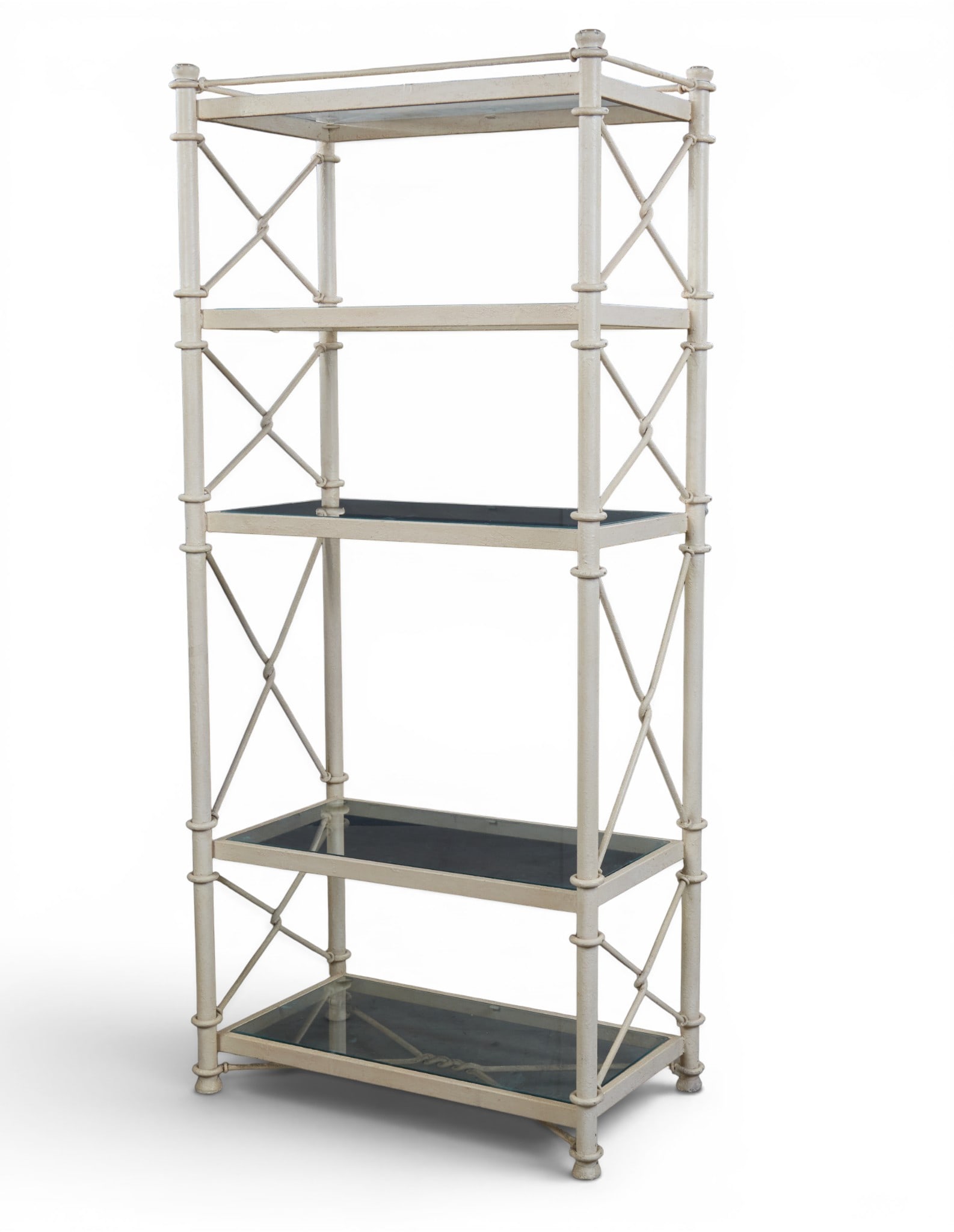 A painted wrought iron etagere with four glass shelves (1 of 5)