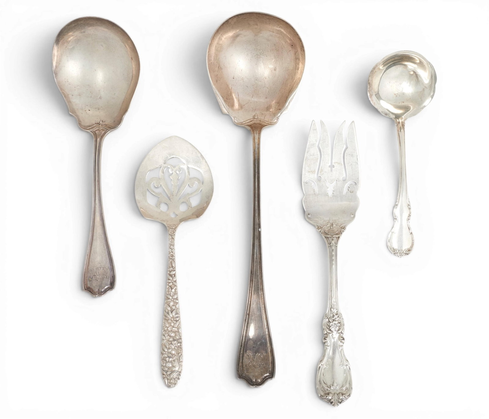 A group of five assorted sterling silver serving pieces (1 of 10)