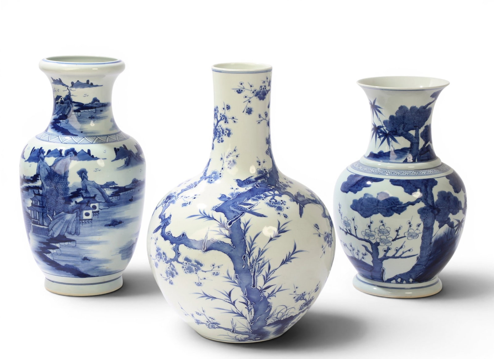 A group of three Chinese blue and white vases (1 of 5)