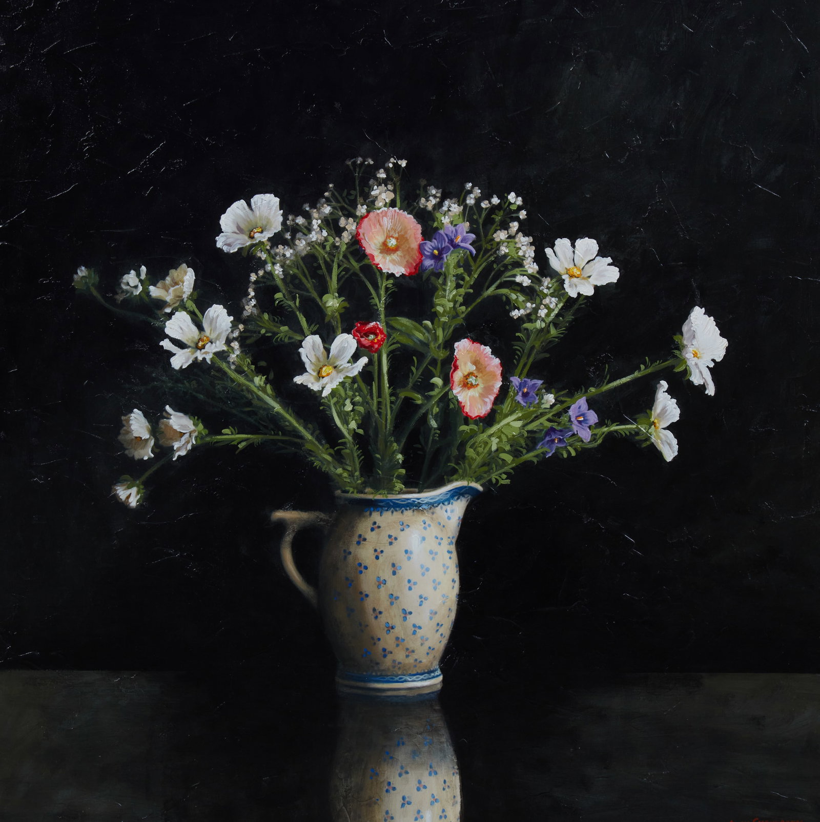 Anne Sheversky (unknown, 20th century), Still life of flowers in a pitcher, oil on canvas, framed: (1 of 5)